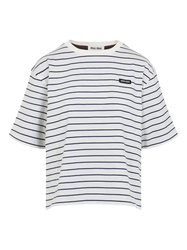 MIU MIU 半袖Tシャツ S ホワイト/ストライプ 31027253_60024099_600.jpg
