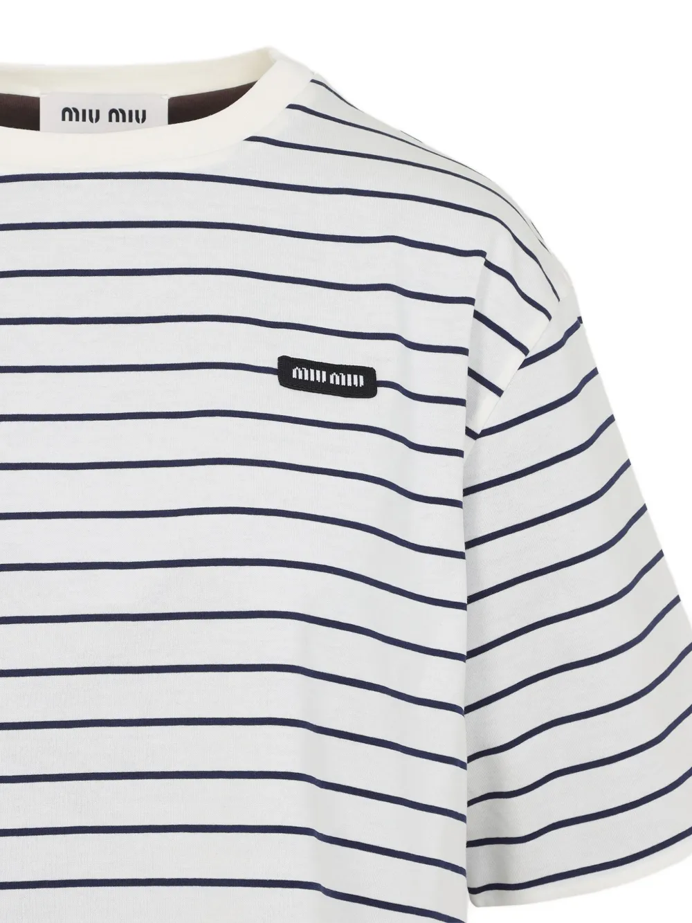 Miu striped logo T-shirt Wit