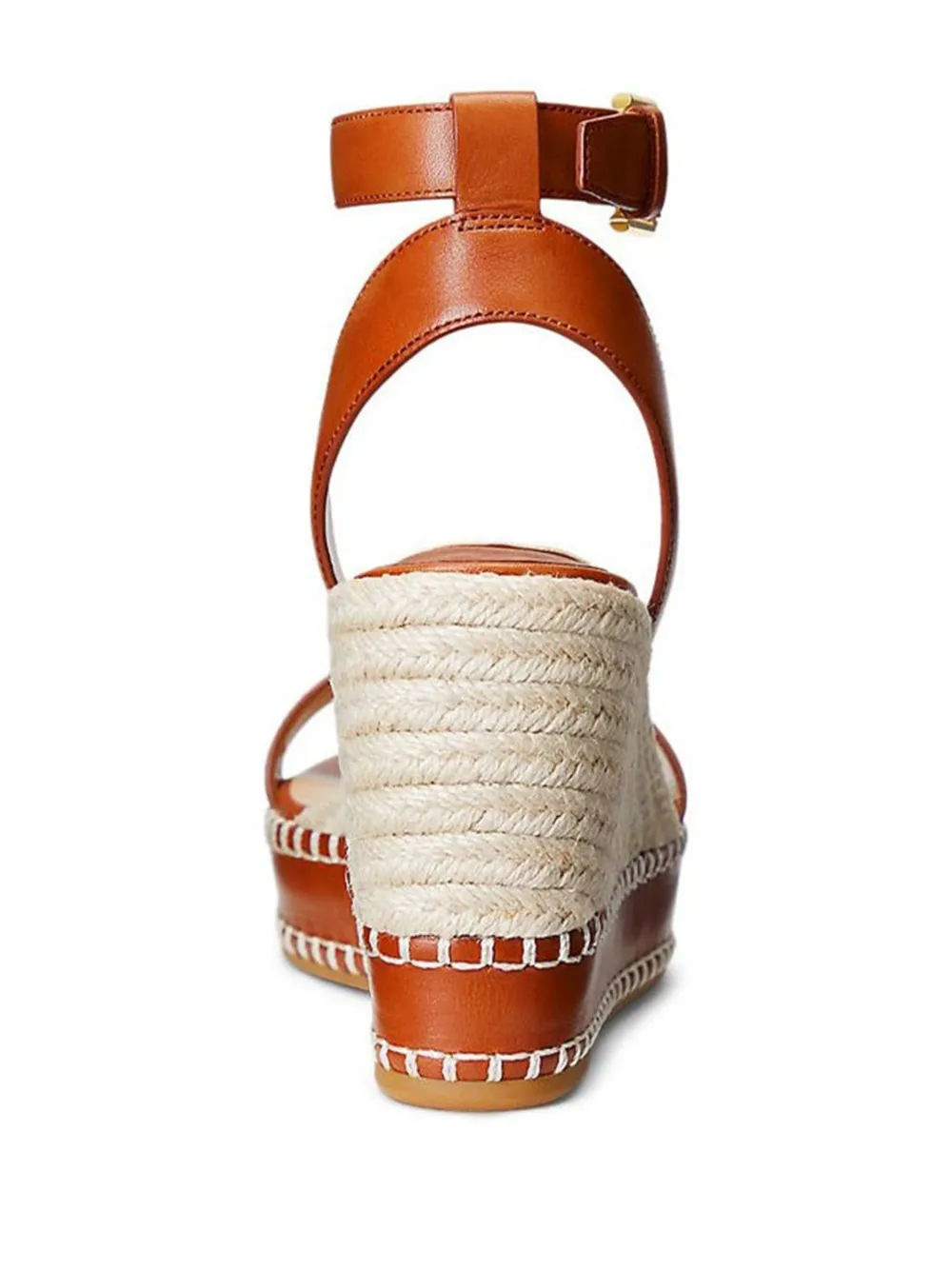 Ralph Lauren 70mm Leather Ankle-strap Wedge Sandals