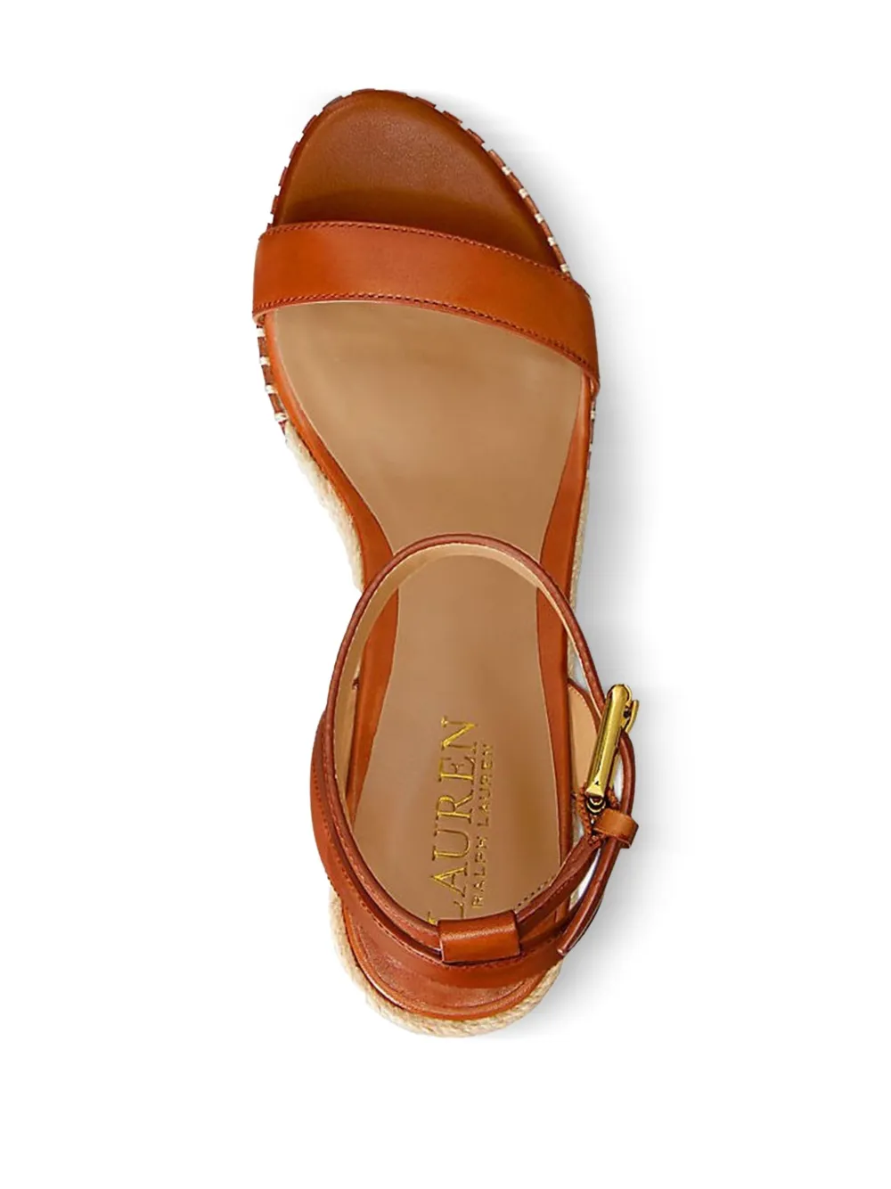 Ralph Lauren 70mm Leather Ankle-strap Wedge Sandals