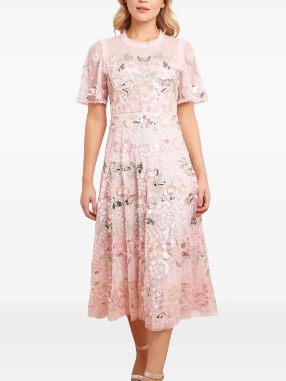 Needle & Thread Rosalie Sequin-embellished Midi Dress In Pink