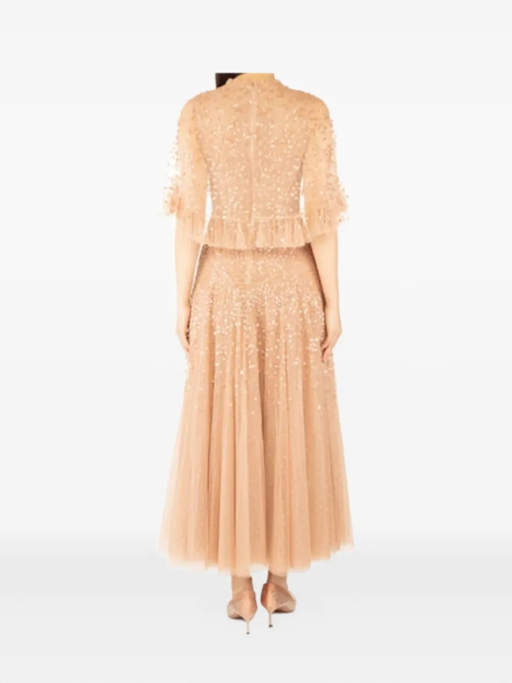 Needle & Thread Leila Dot V-neck maxi dress - Beige