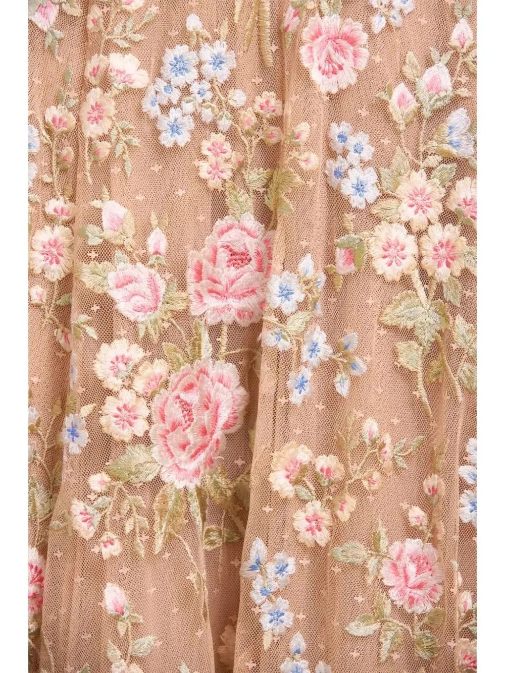 Needle & Thread Antoinettes Embroidered-sequins Ruffled Midi Dress In Neutral