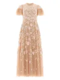 Needle & Thread Antoinettes embroidered-sequins ruffled midi dress - Neutrals
