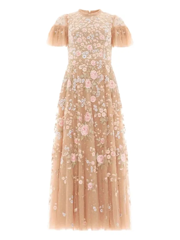 needle and thread gold sequin dress Dappled Sequin Cape Ankle Gown main image 1