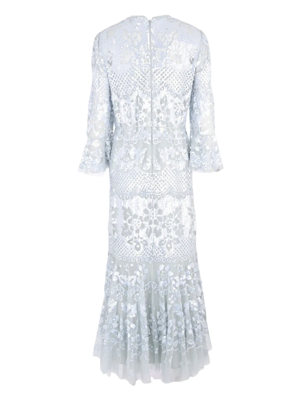 Needle & Thread Snowdrop Sequin-embellished Bell-sleeve Dress In Blue