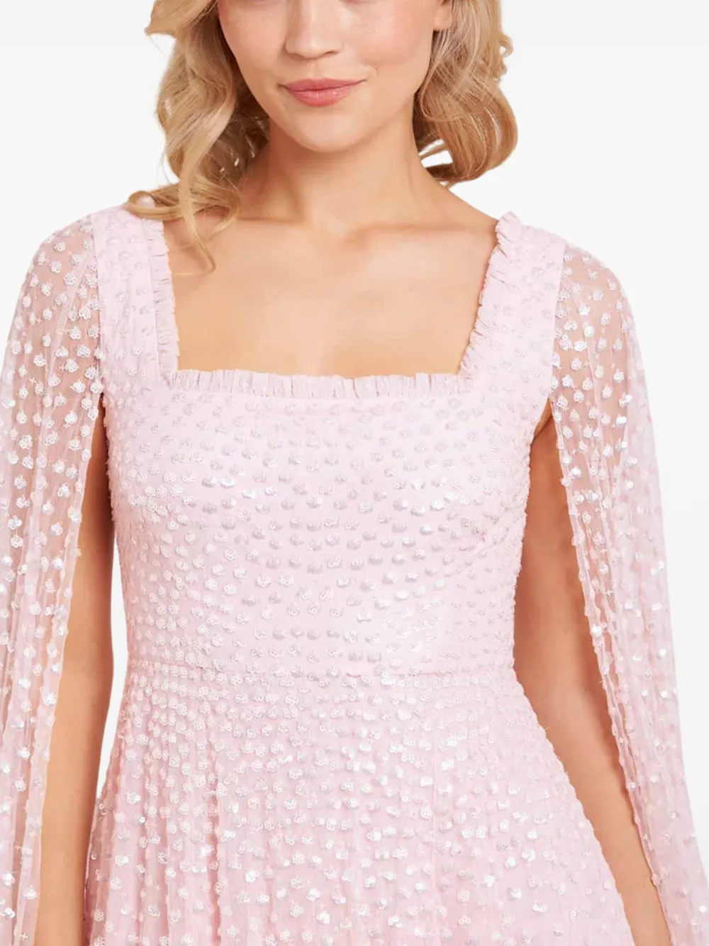 Needle & Thread Midi-jurk met capemouwen en stippen Roze