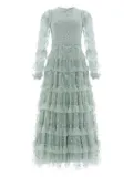 Needle & Thread Blossom lace ruffled maxi dress - Green