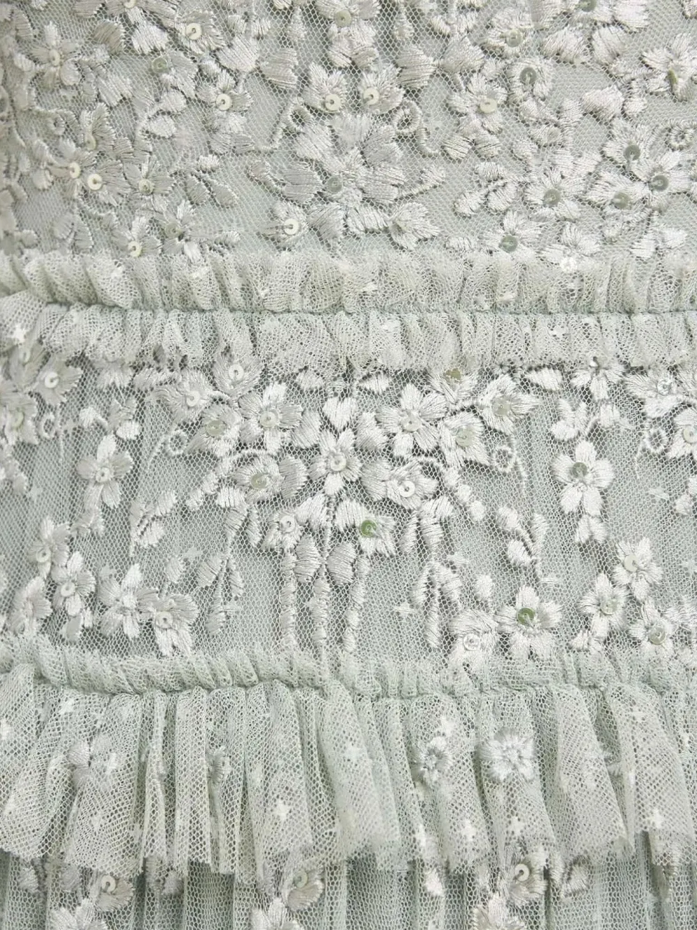 Needle & Thread Blossom kanten maxi-jurk met ruches Groen