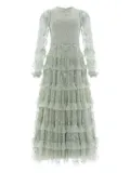Needle & Thread Blossom lace ruffled maxi dress - Green