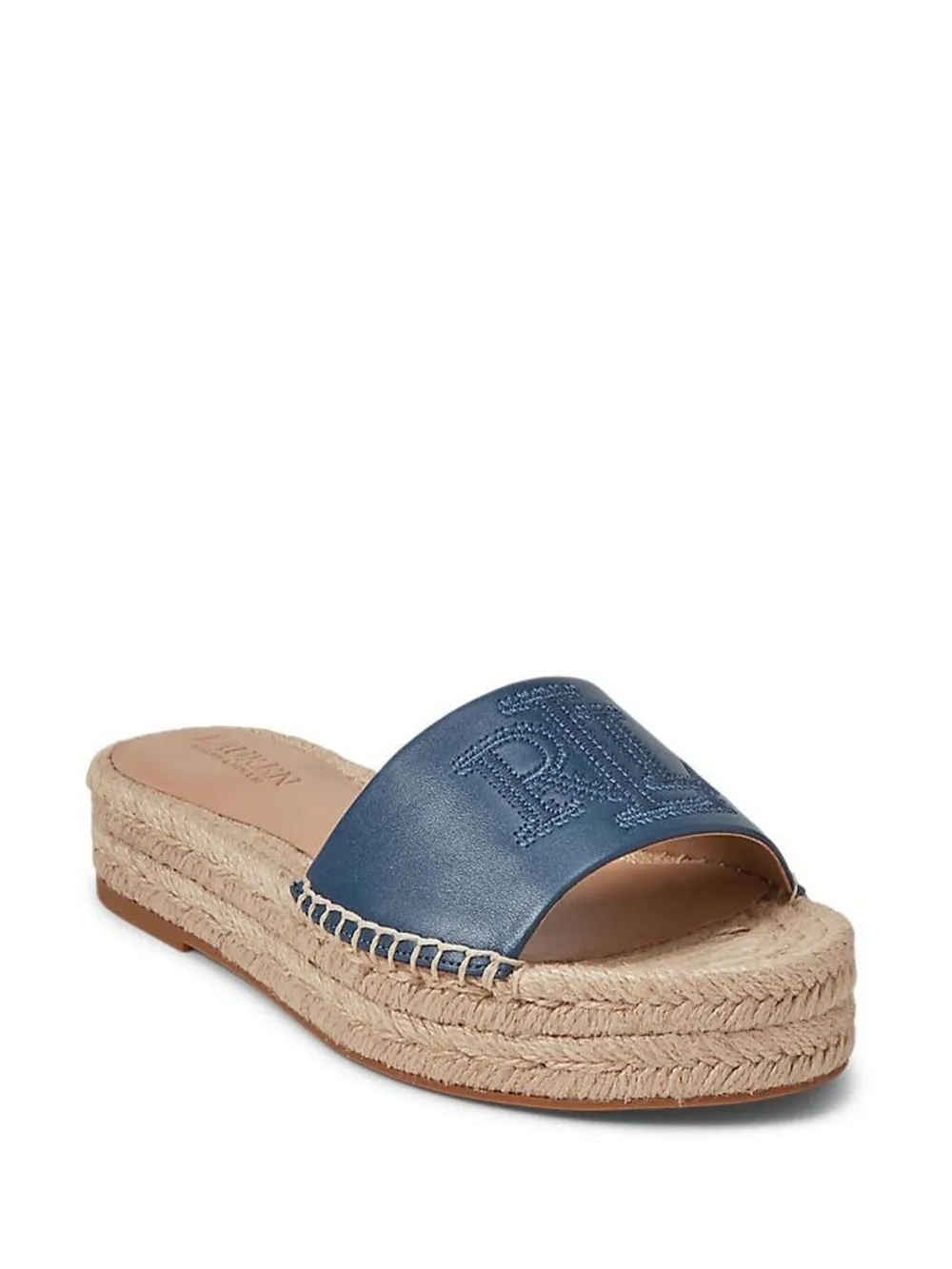 Ralph Lauren Logo-embroidered Platform Espadrille Sandals In Blue