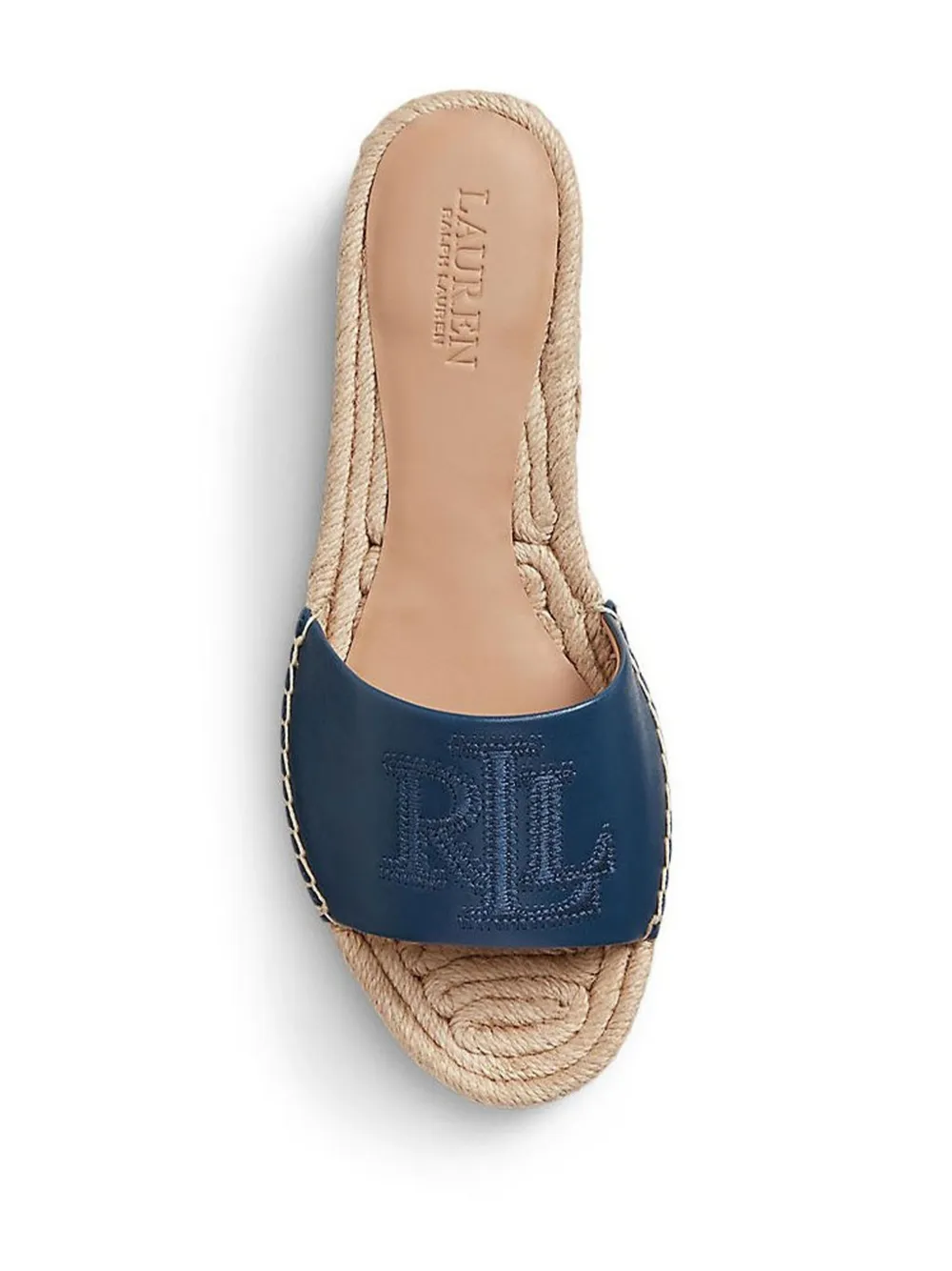 Lauren Ralph Lauren logo-embroidered platform espadrille sandals Blue