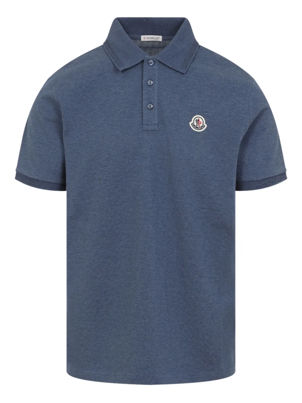 Moncler logo-embroidered polo shirt Blauw