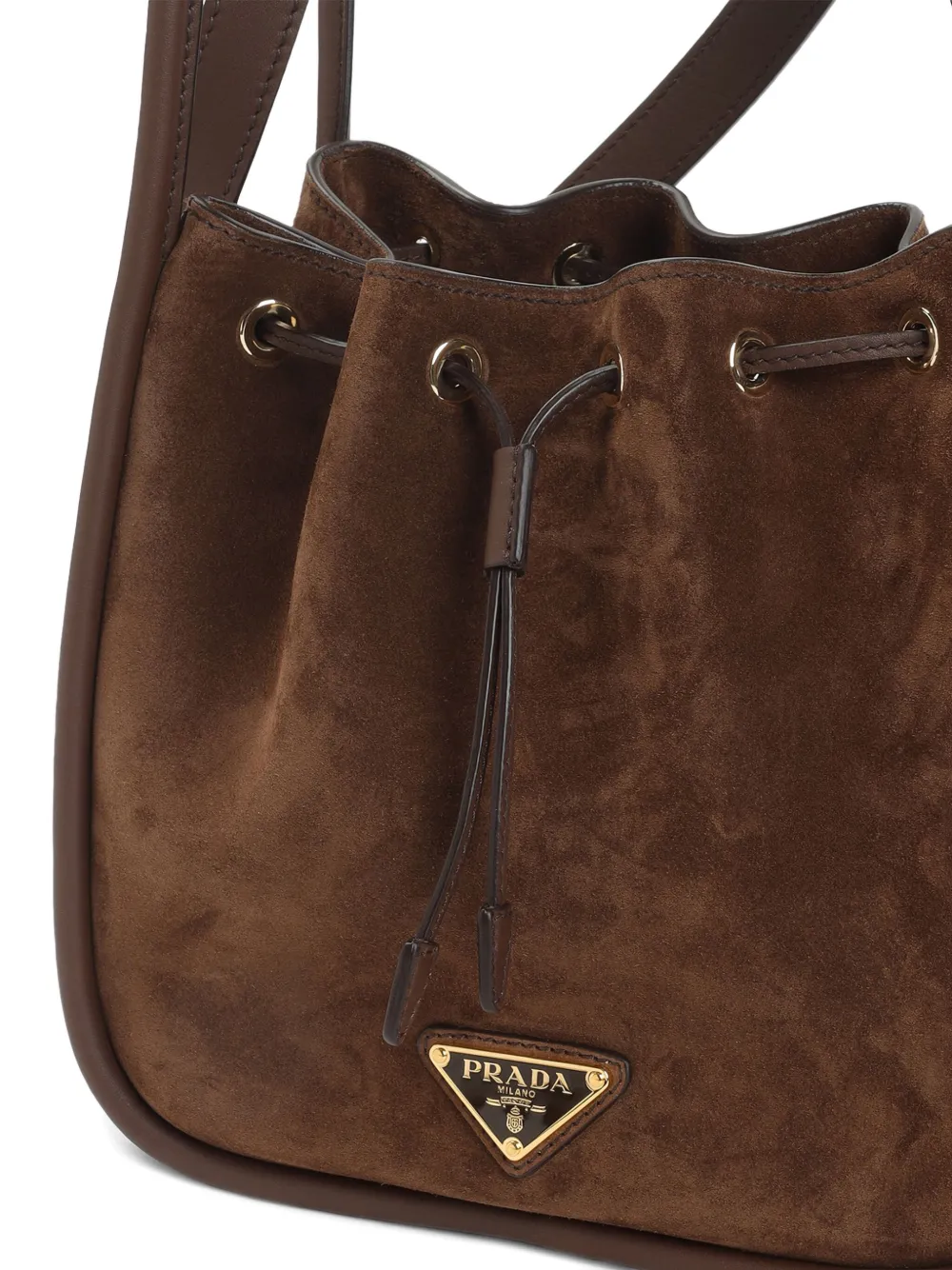 Prada small logo-plaque drawstring tote bag Bruin