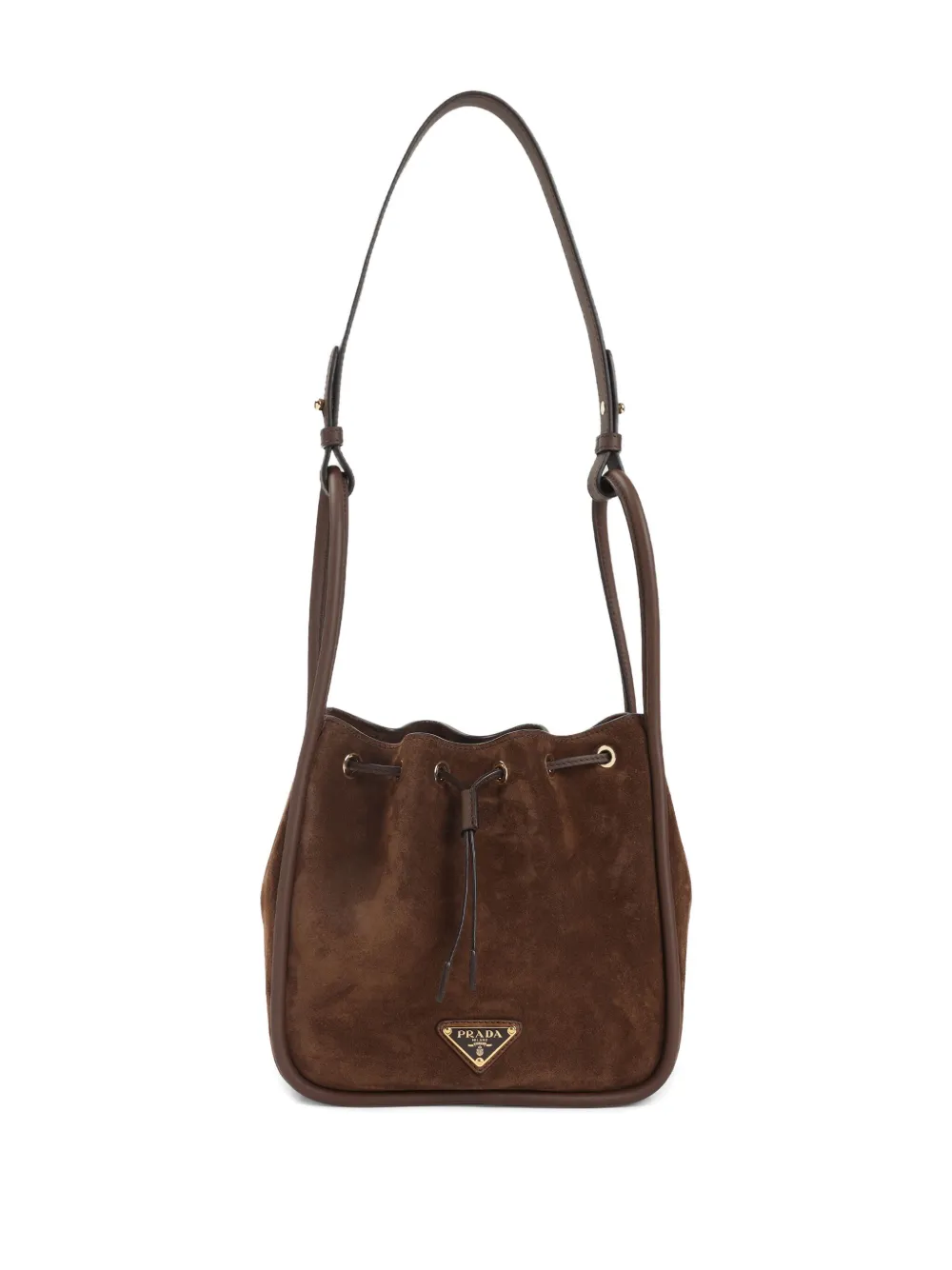 Prada small logo-plaque drawstring tote bag Bruin