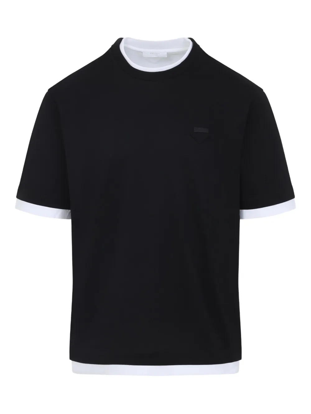 Prada logo-plaque layered T-shirt Zwart