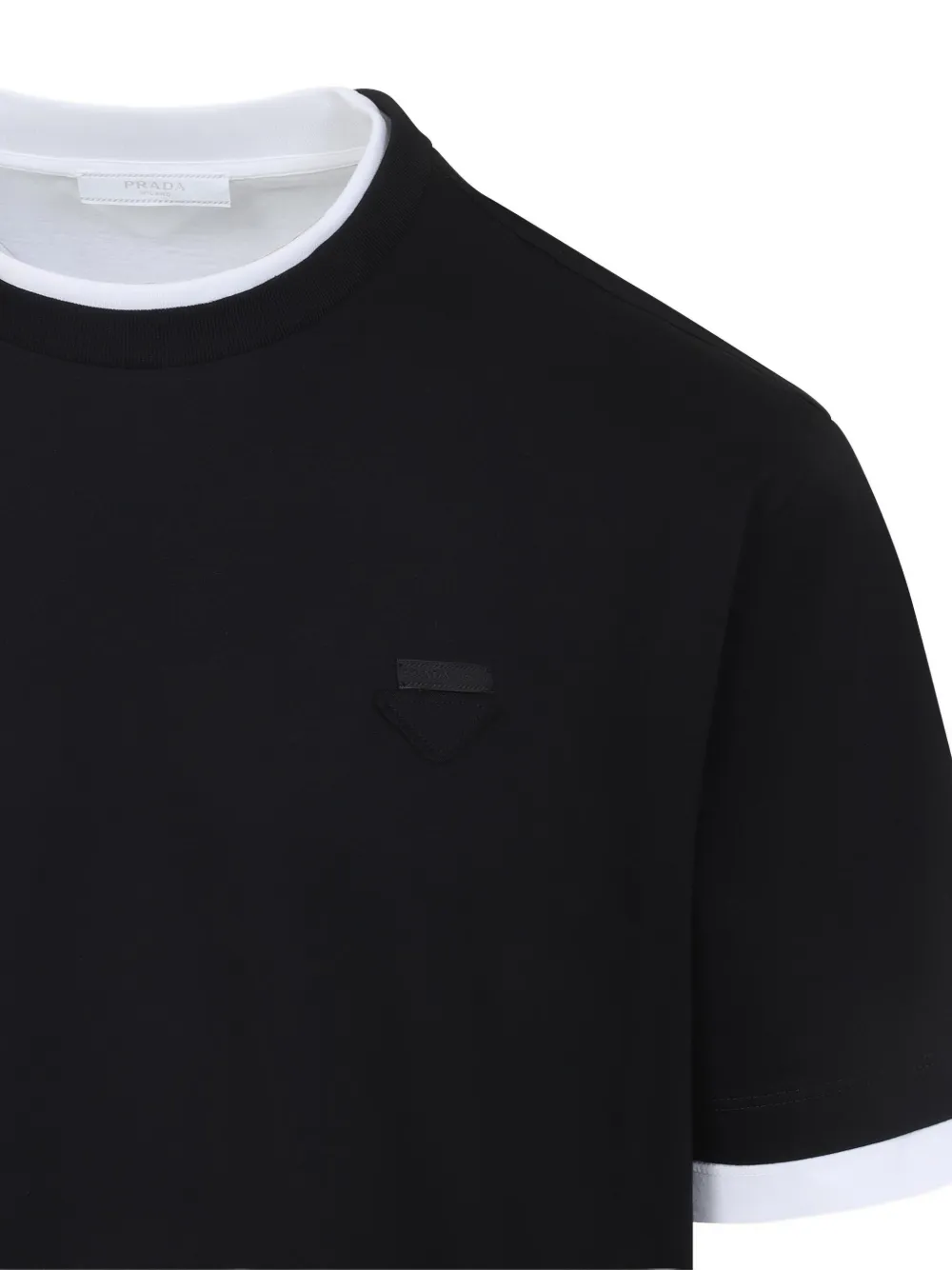 Prada logo-plaque layered T-shirt Zwart