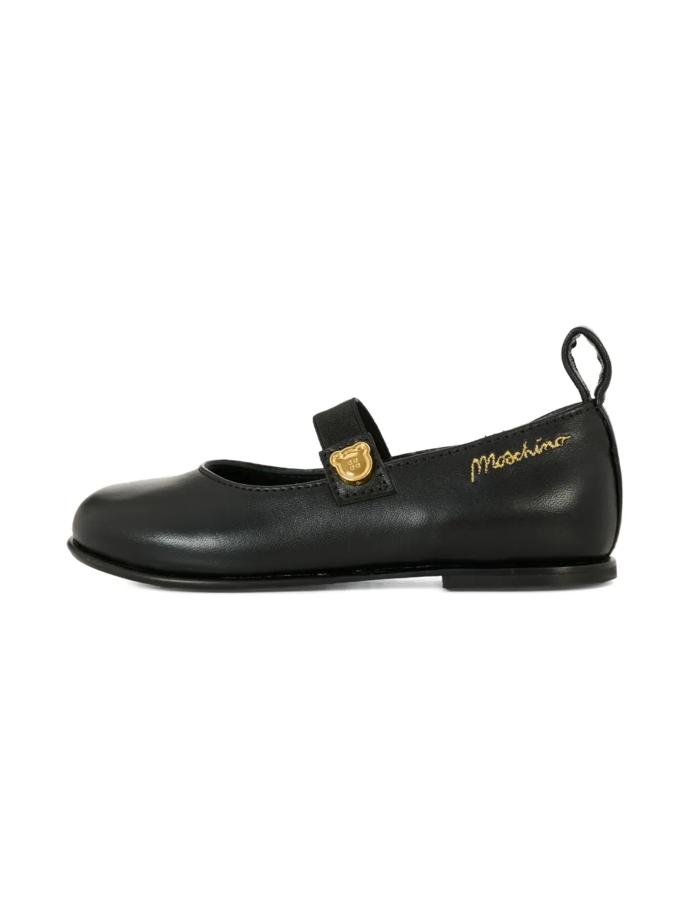 Moschino Kids embroidered-logo ballerina shoes Black