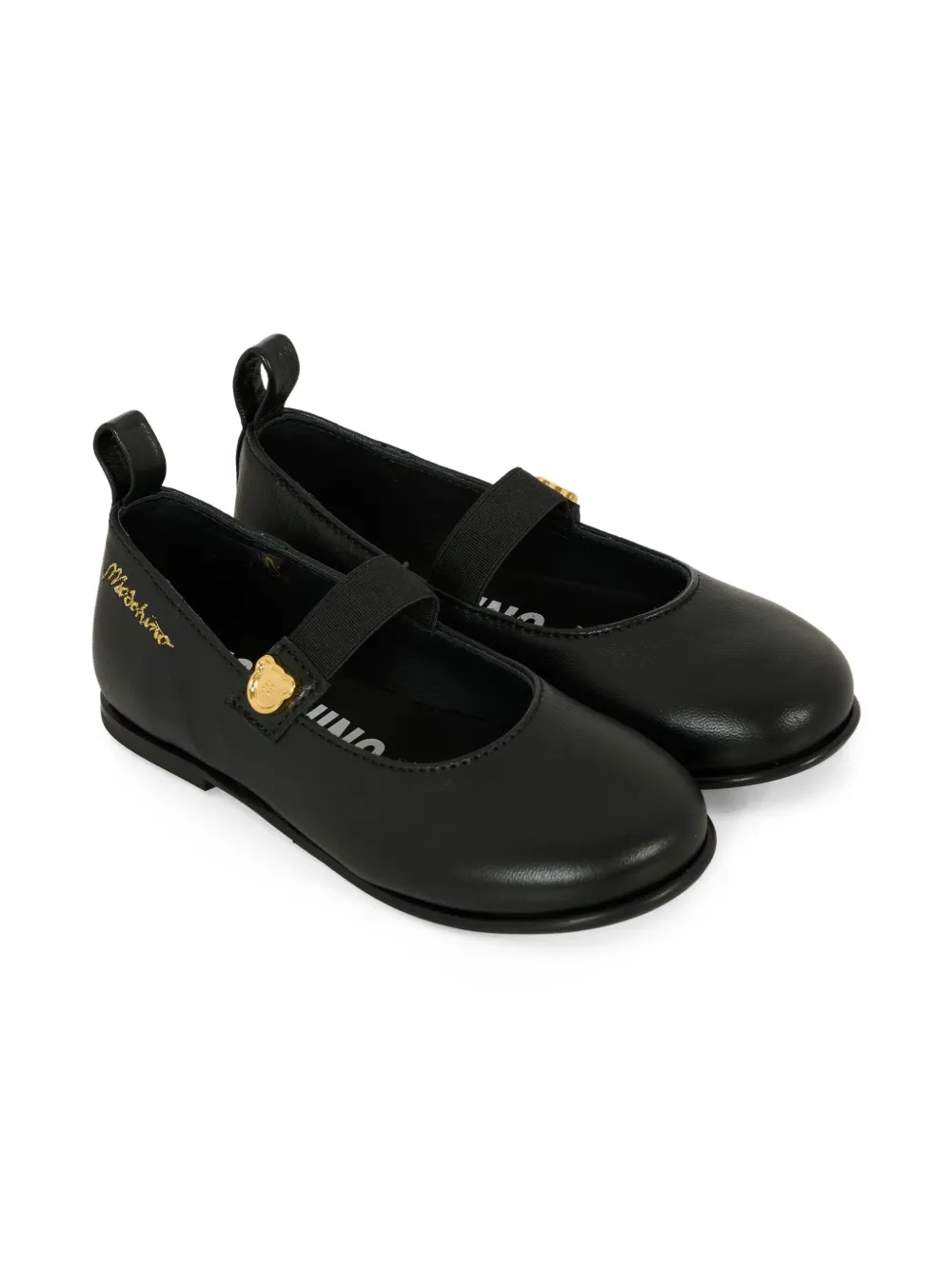 Moschino Kids embroidered-logo ballerina shoes | Black | Image 1