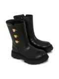 Moschino Kids bear-button chunky-sole boots - Black