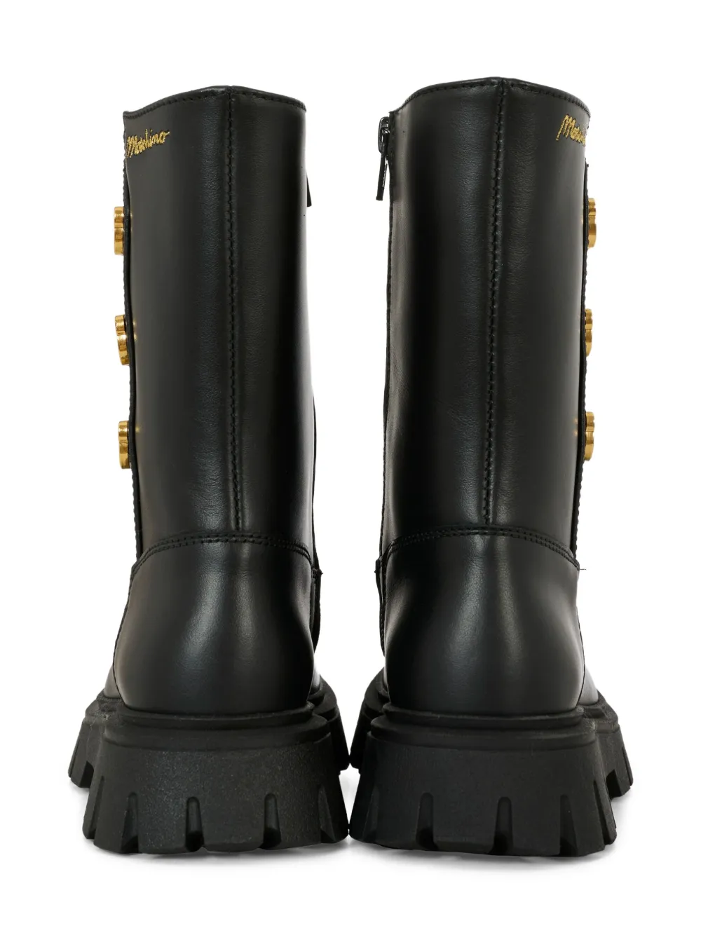 Moschino Kids bear-button chunky-sole boots Black
