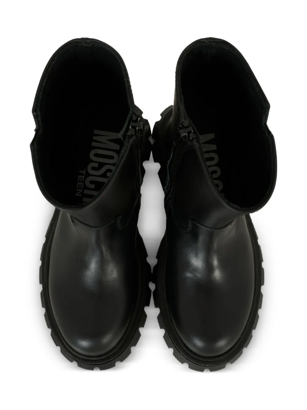 Moschino Kids bear-button chunky-sole boots Black