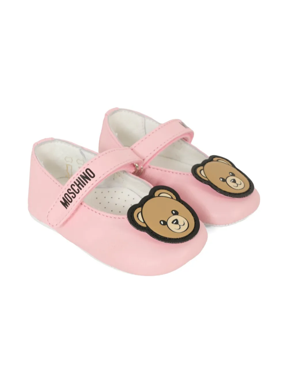 Moschino Kids teddy-bear embellishment ballerina shoes - Rosa