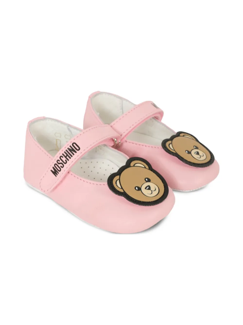 Moschino Kids teddy-bear embellish t ballerina shoes Pink