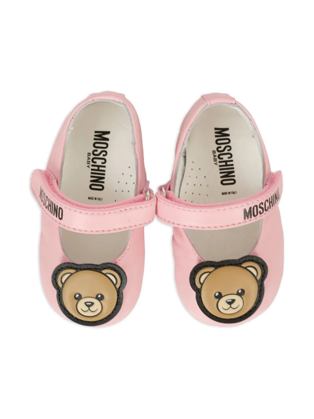 Moschino Kids teddy-bear embellishment ballerina shoes Pink