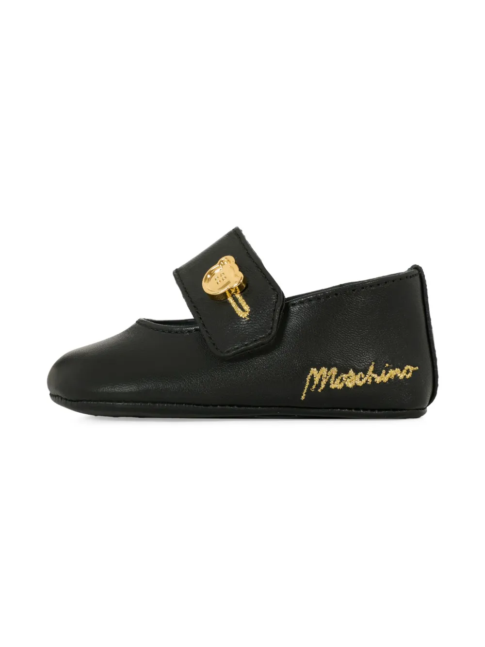 Moschino Kids embroidered-logo ballerina shoes Black