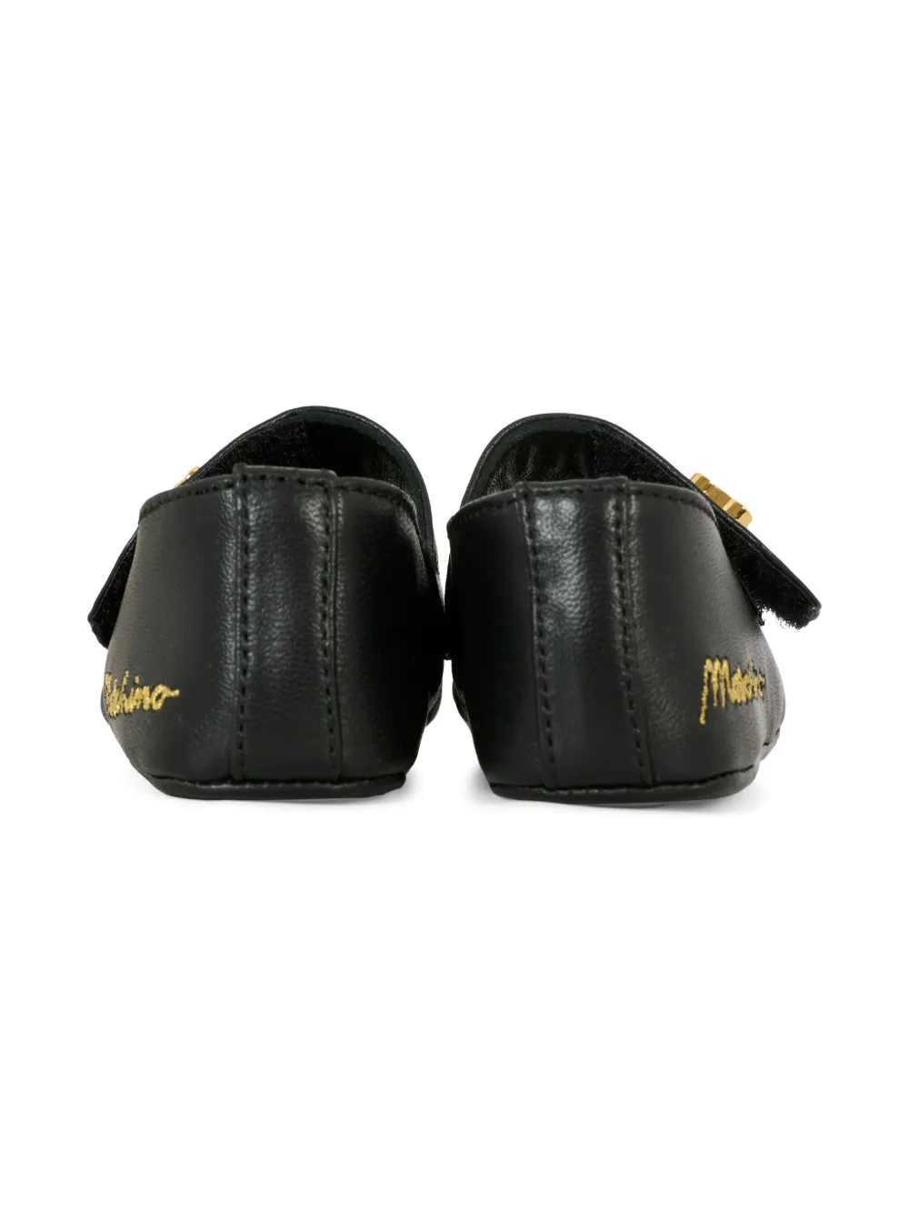 Moschino Kids embroidered-logo ballerina shoes Black