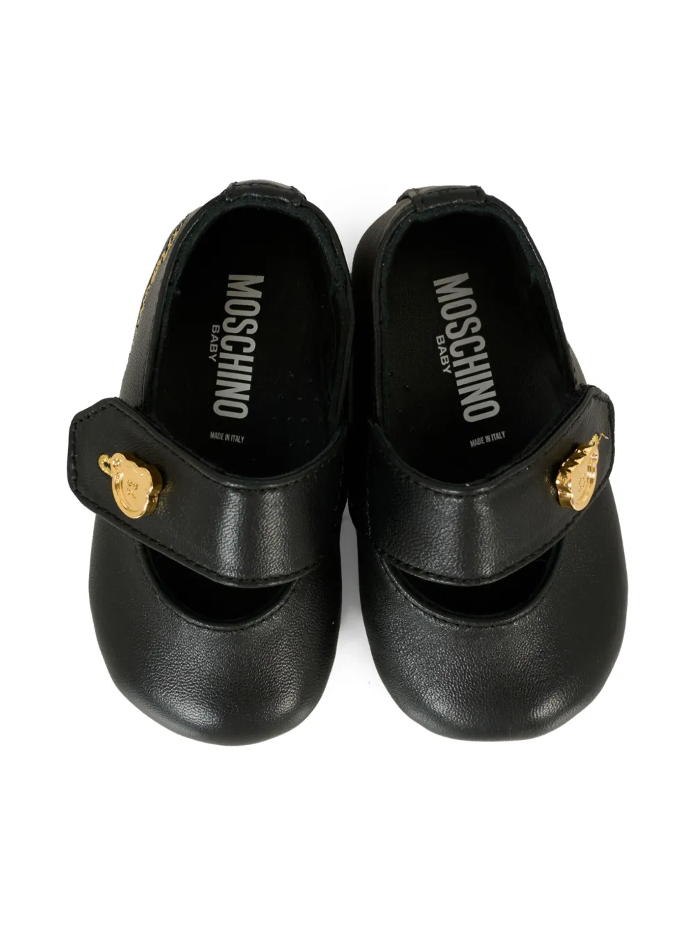 Moschino Kids embroidered-logo ballerina shoes Black