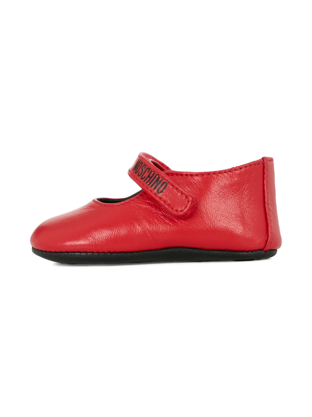 Moschino Kids logo-print leather ballerina shoes Red