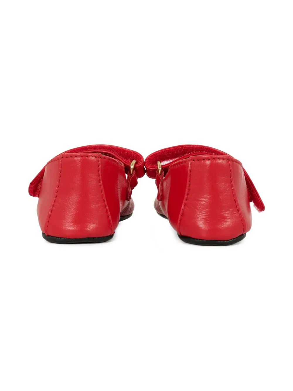 Moschino Kids logo-print leather ballerina shoes Red