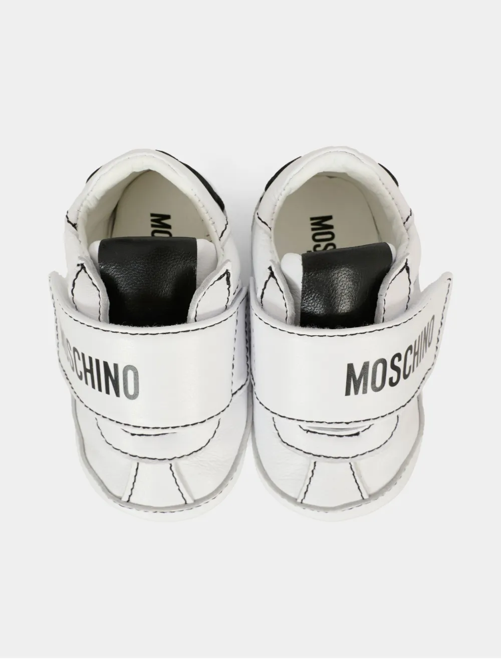 Moschino Kids logo-strap leather sneakers White