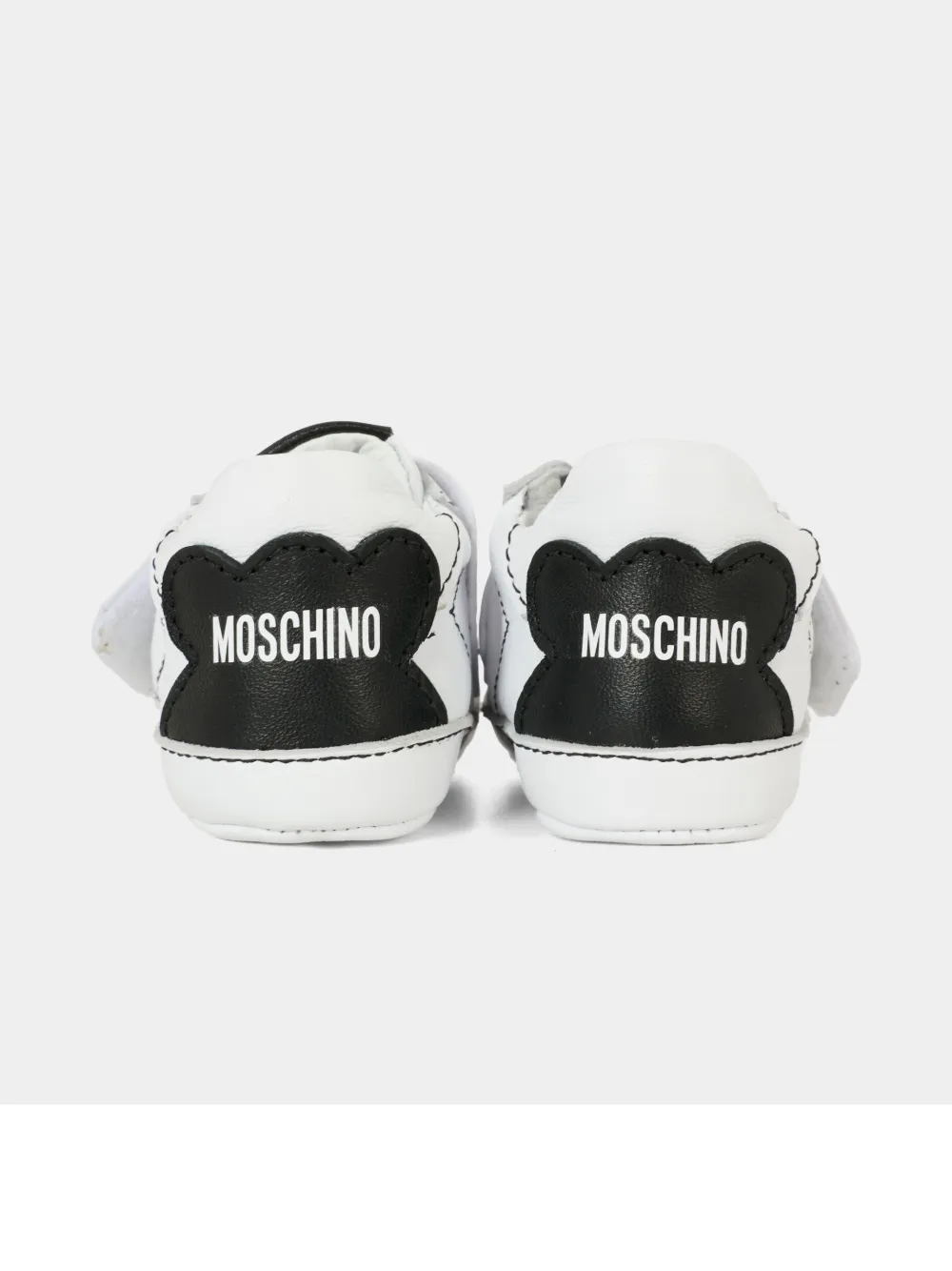 Moschino Kids logo-strap leather sneakers White