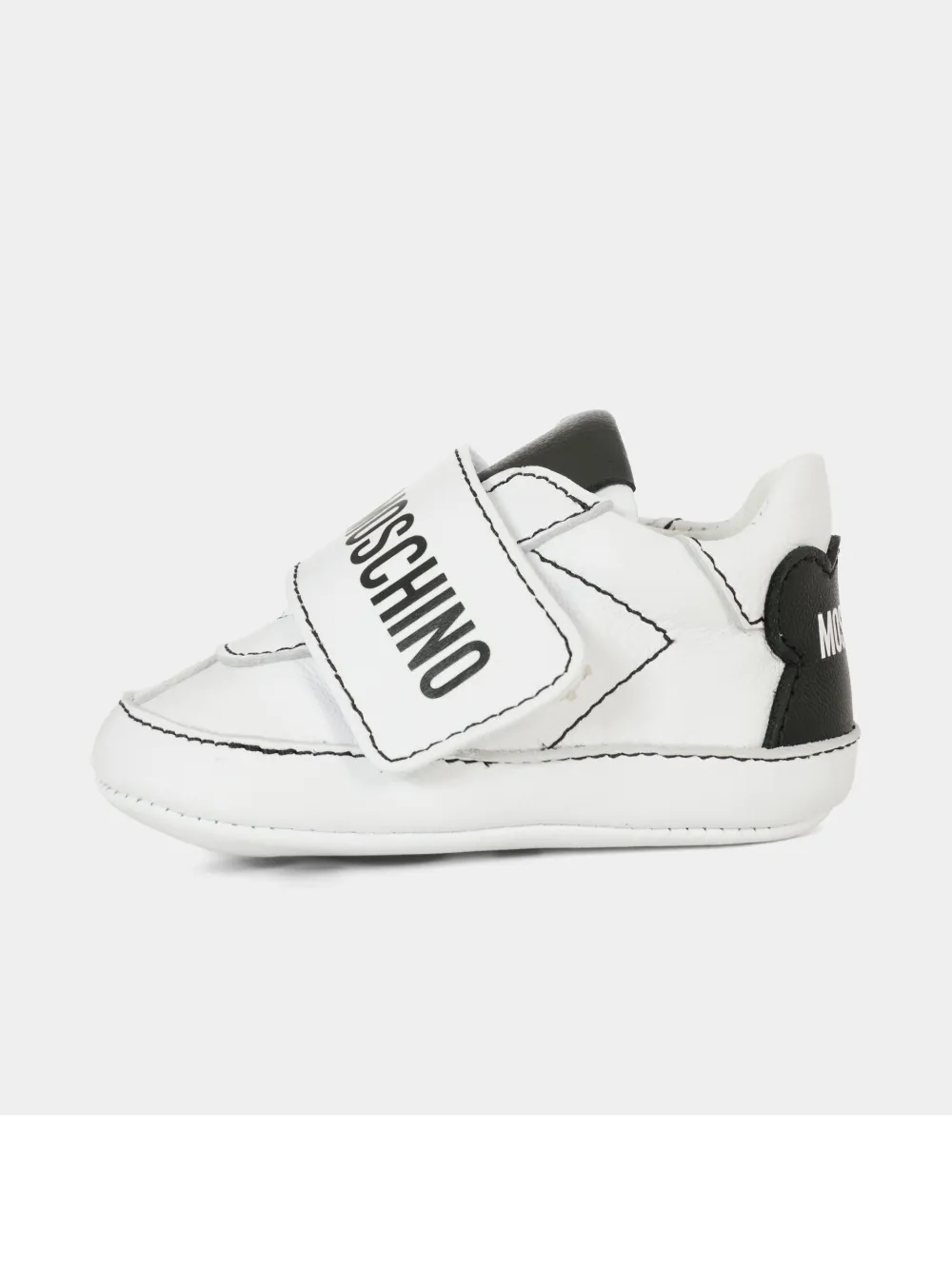 Moschino Kids logo-strap leather sneakers White