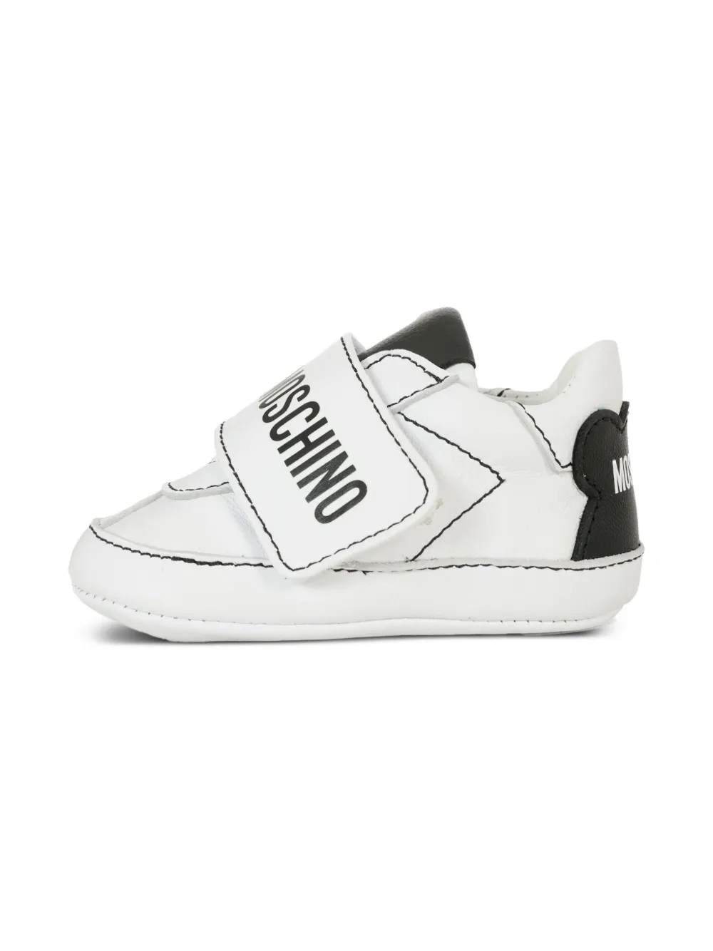 Moschino Kids Leren sneakers met logoband Wit