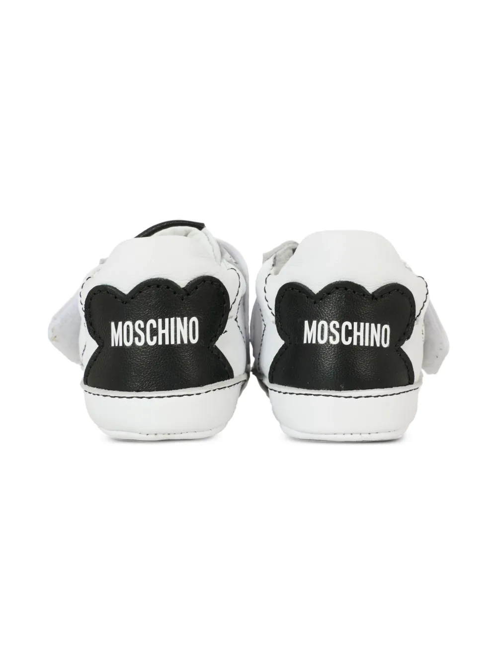 Moschino Kids Leren sneakers met logoband Wit