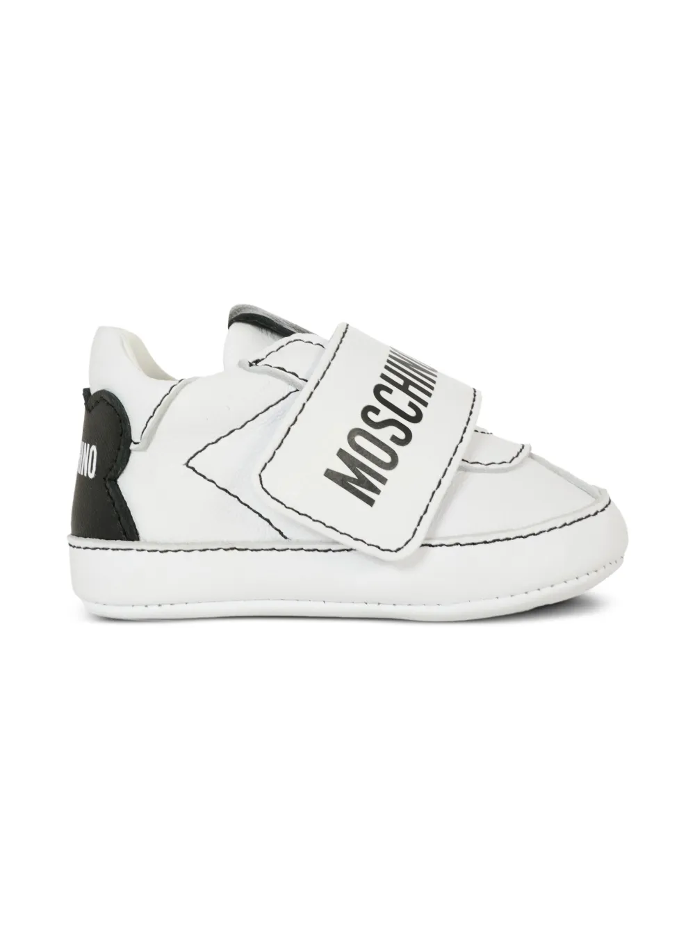 Moschino Kids Leren sneakers met logoband Wit