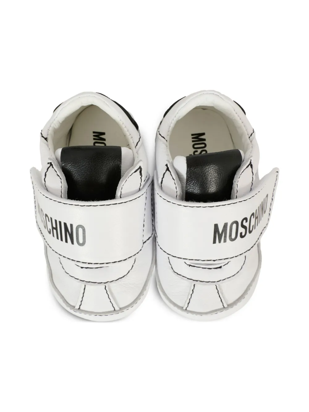 Moschino Kids Leren sneakers met logoband Wit