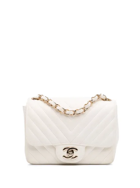 CHANEL Pre-Owned bolsa crossbody Mini Square Classic Chevron Single Flap de piel de cordero 2018