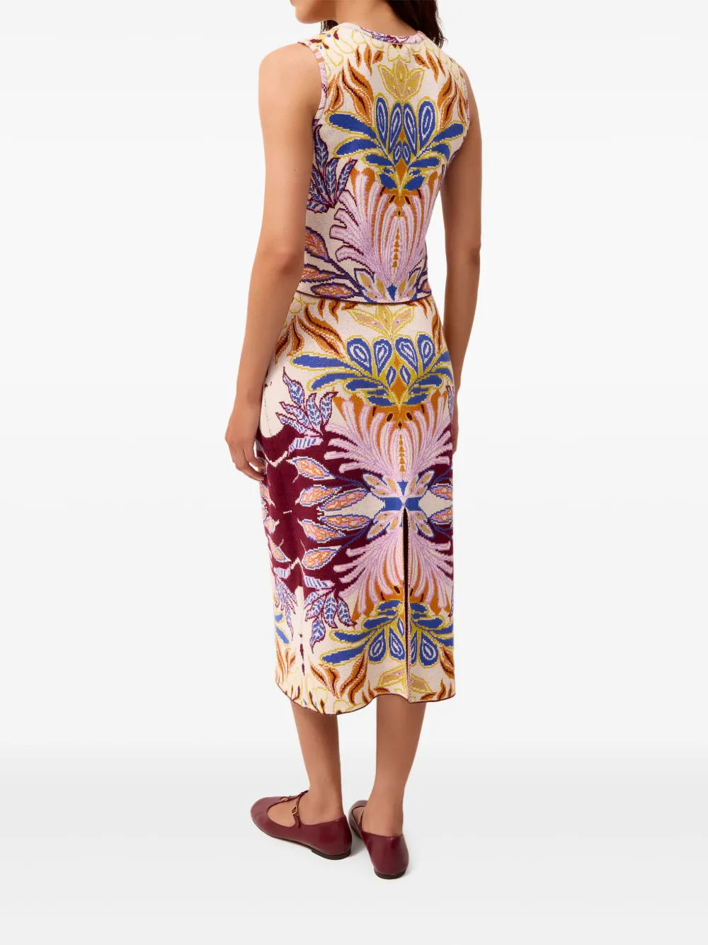 Marie Oliver Janis Floral-print Knitted Skirt In Purple