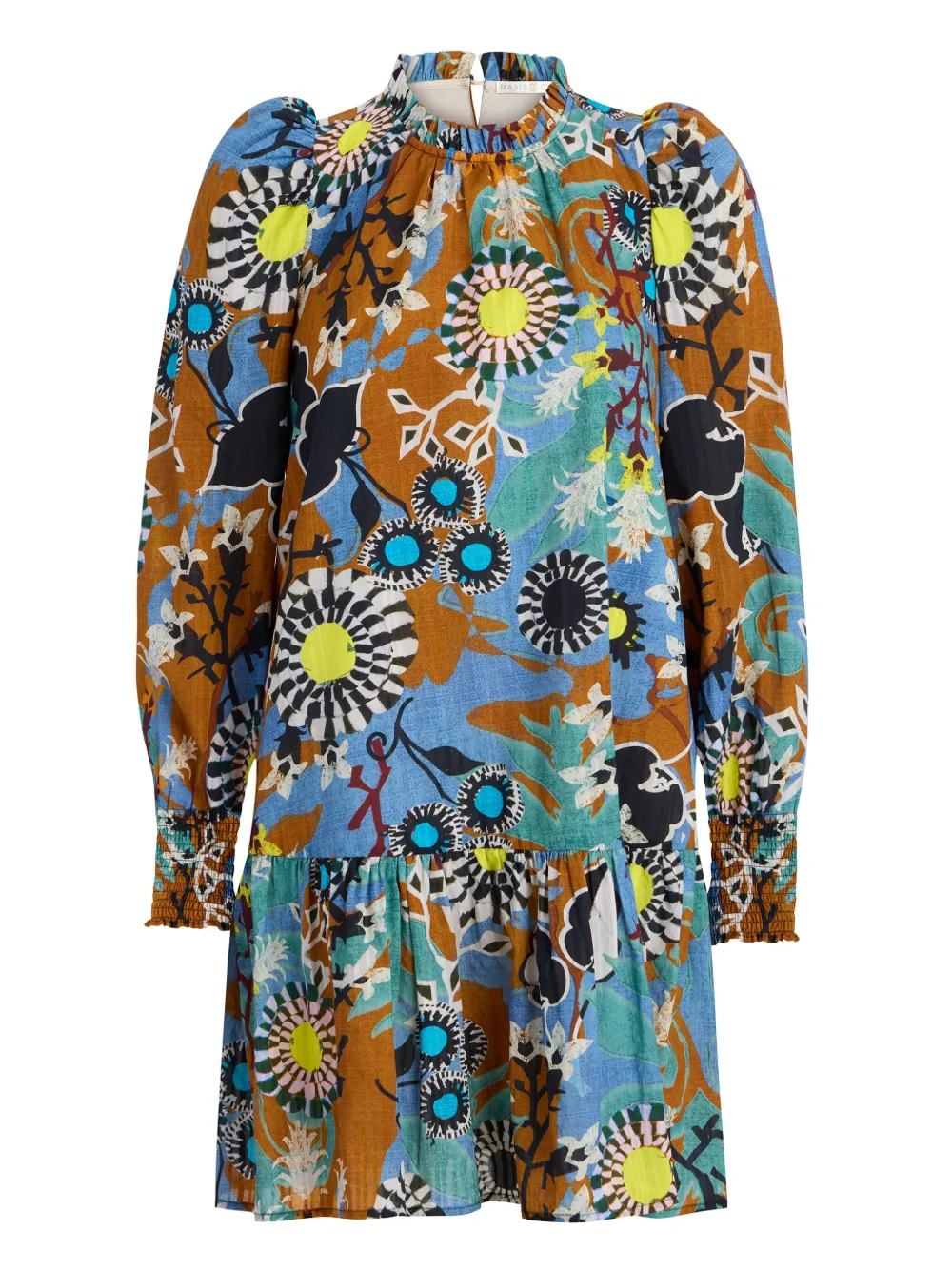 Marie Oliver Irena high-neck ruffled dress | Blue | Image 1