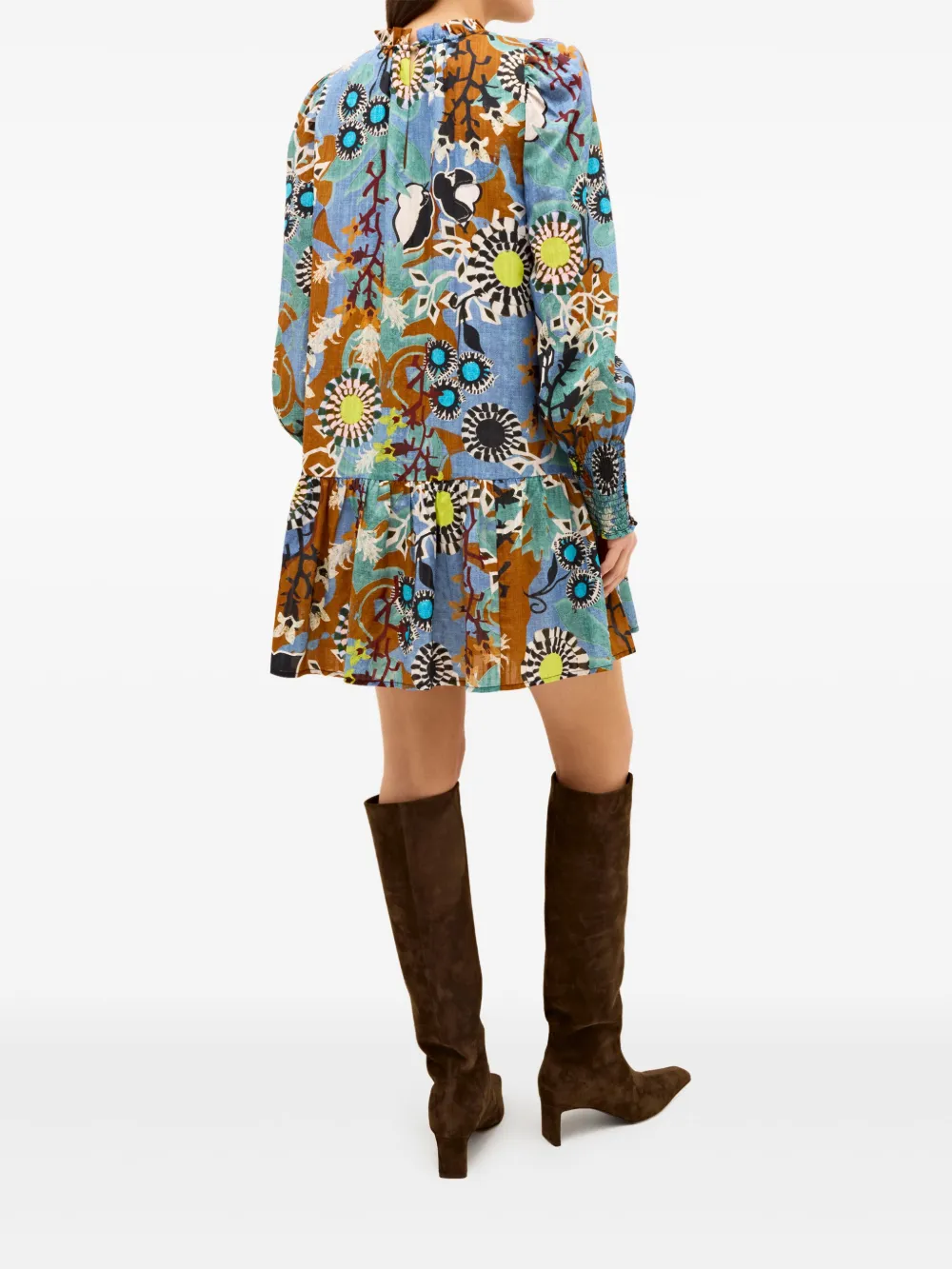 Marie Oliver Irena High-neck Ruffled Dress In Multi