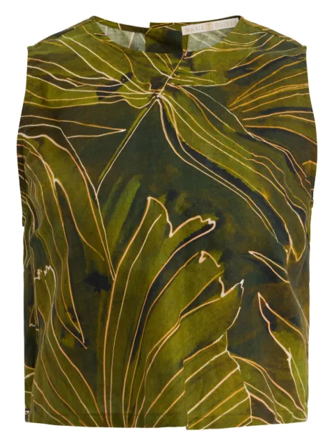 Marie Oliver Fallon leaf-print top