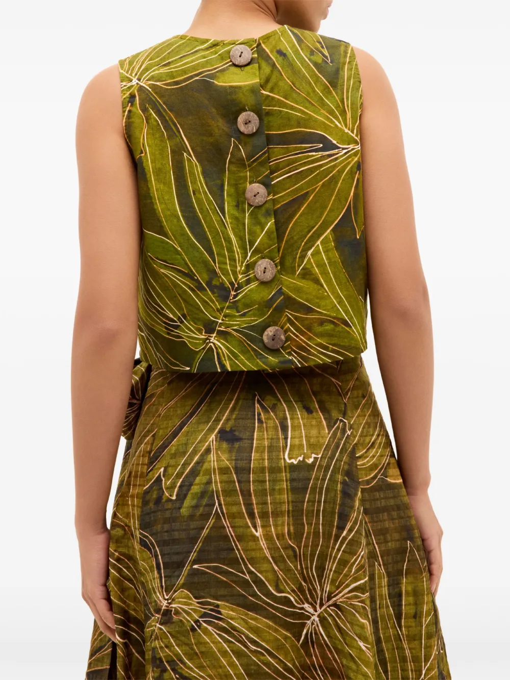 Marie Oliver Fallon Leaf-print Top In Green