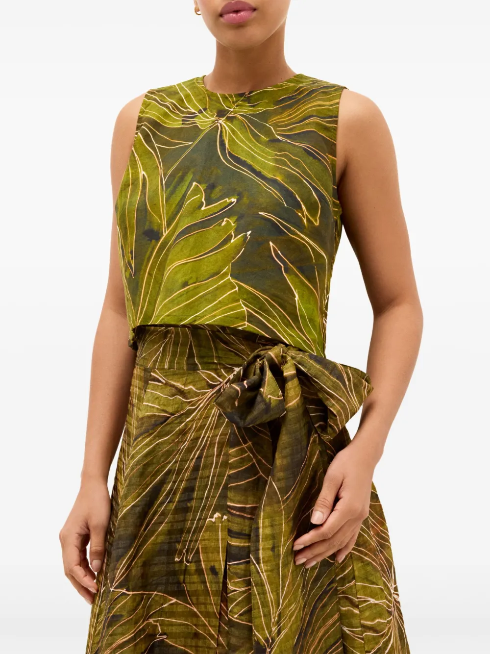 Marie Oliver Fallon Leaf-print Top In Green