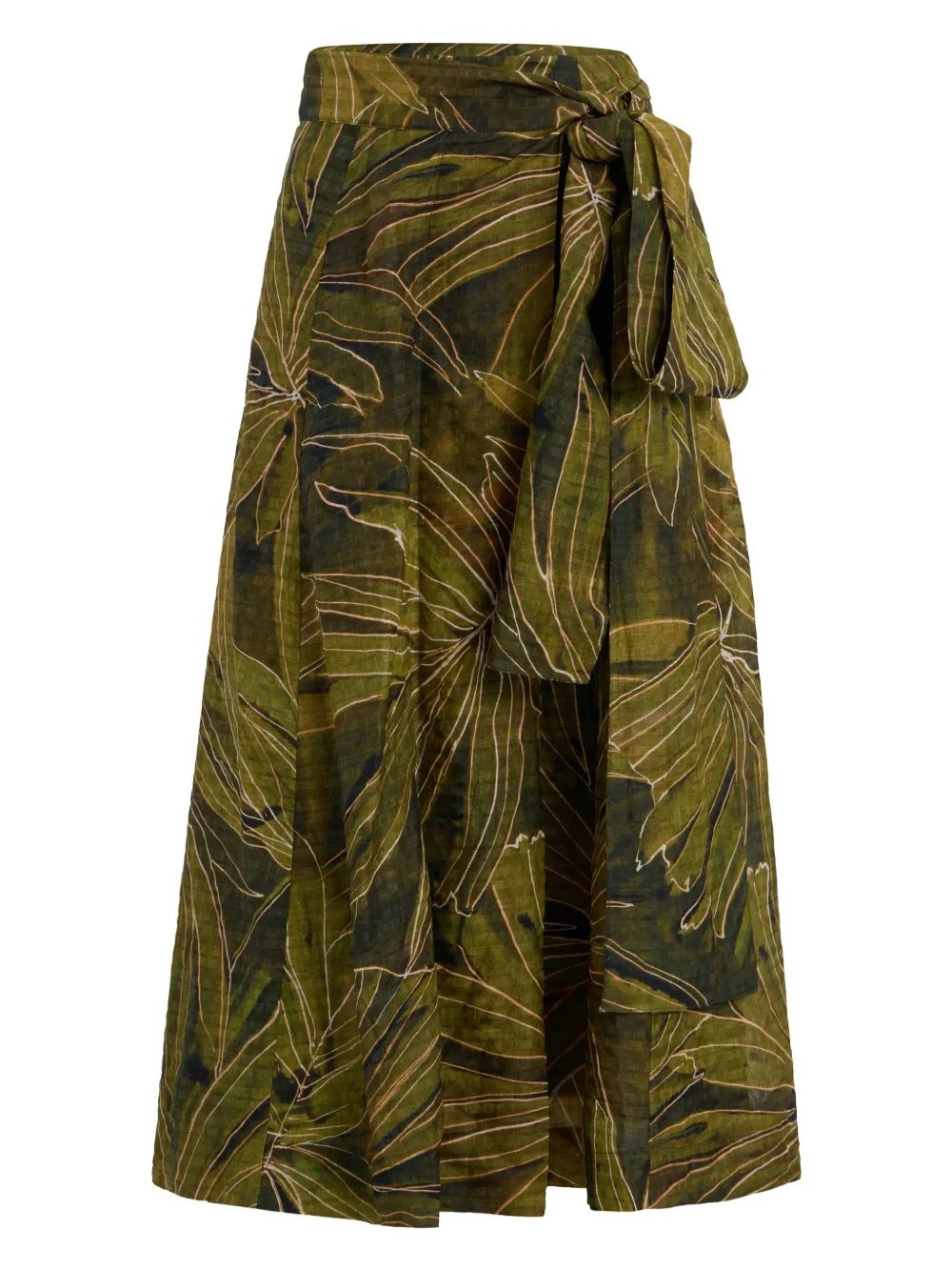 Marie Oliver Estine Leaf-print Wrap Skirt In Green