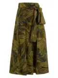 Marie Oliver Estine leaf-print wrap skirt - Green
